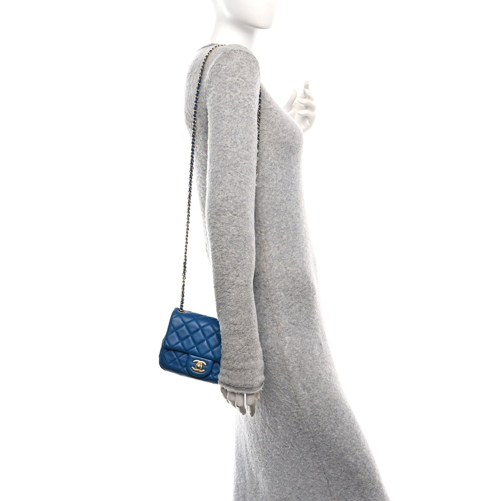 Chanel Lambskin Quilted Mini Pearl Crush Flap Blue