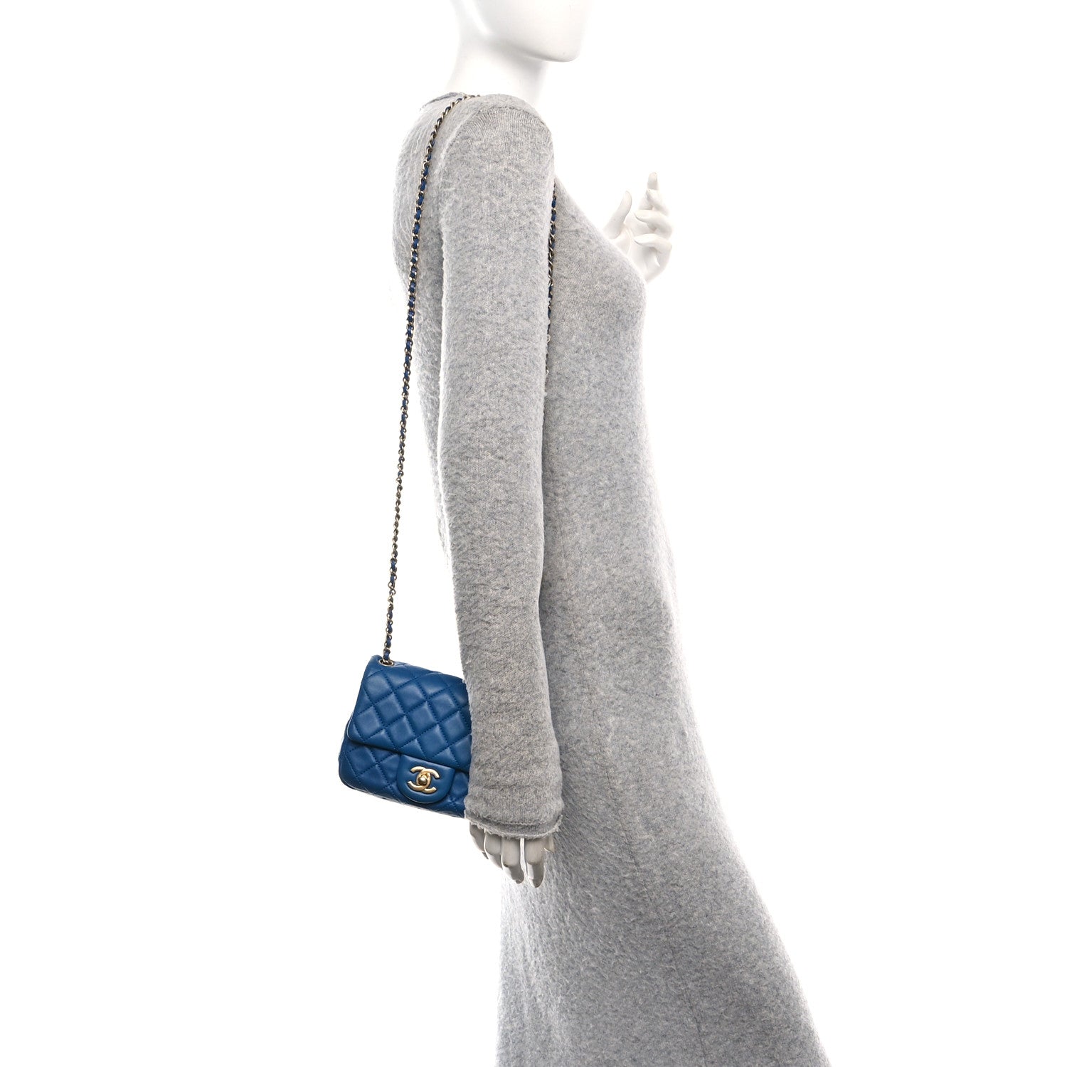 Chanel Lambskin Quilted Mini Pearl Crush Flap Blue