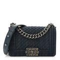 Chanel Denim Embossed Small Boy Flap Blue