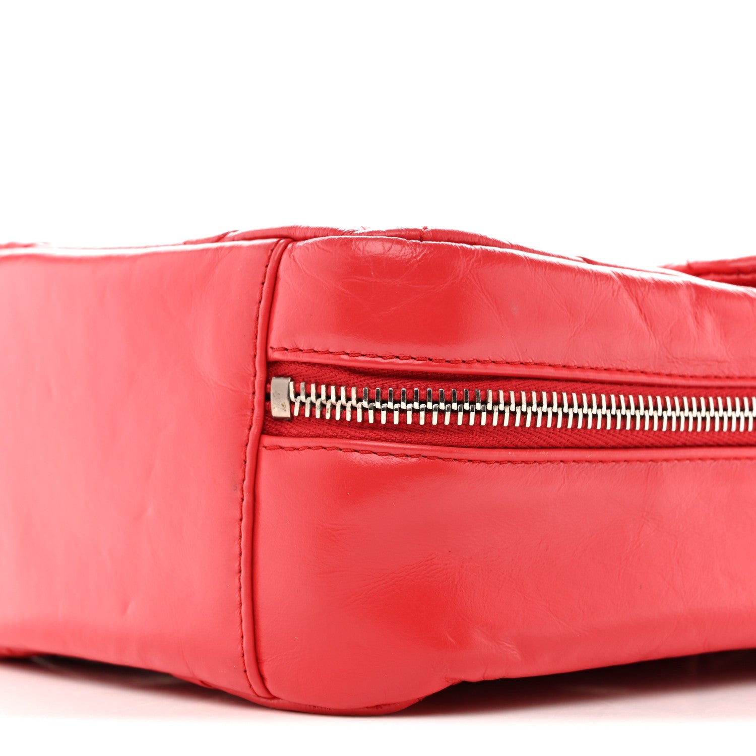 Chanel Aged Calfskin Quilted Top Handle Camera Case Red