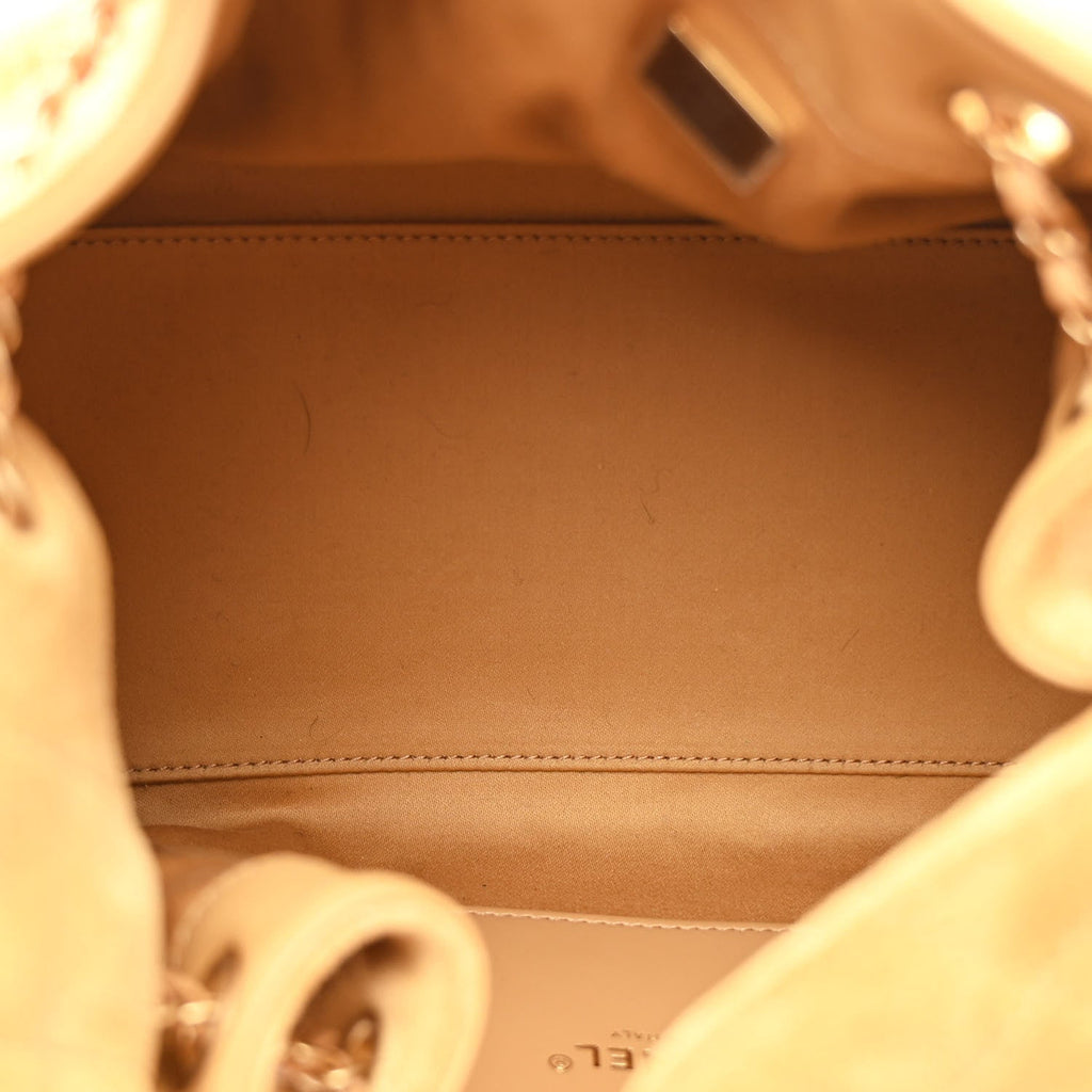 Chanel Suede Quilted Small Chanel 25 Handbag Beige