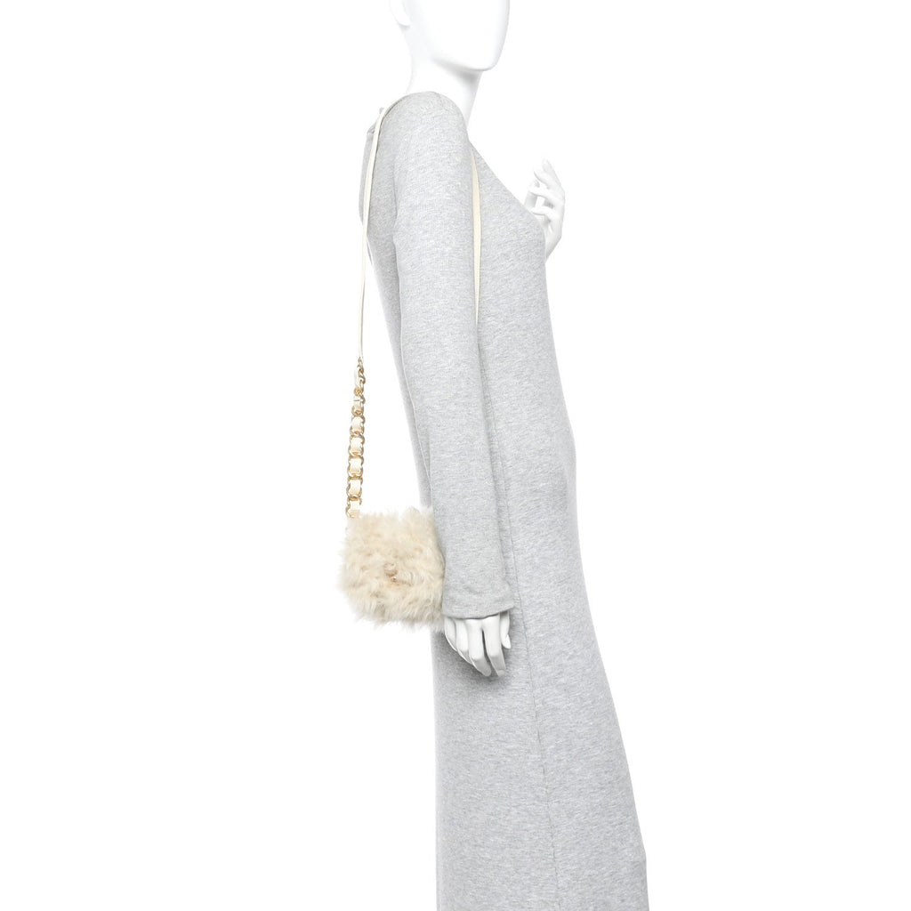 Chanel Fantasy Fur CC Mini Flap Bag White