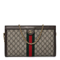 Gucci GG Supreme Monogram Web Medium Ophidia Chain Shoulder Bag Brown