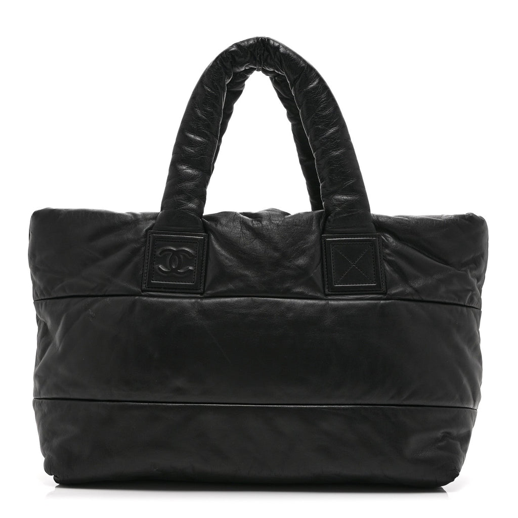 Chanel Lambskin Quilted Medium Coco Cocoon Reversible Tote Black