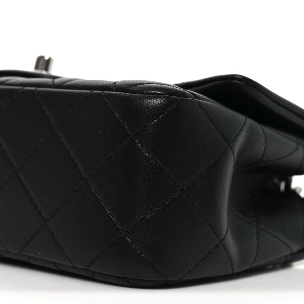 Chanel Lambskin Quilted Mini Rectangular Flap Black
