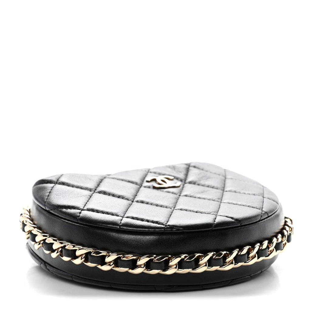 Chanel Lambskin Quilted Chain Around Pouch Black