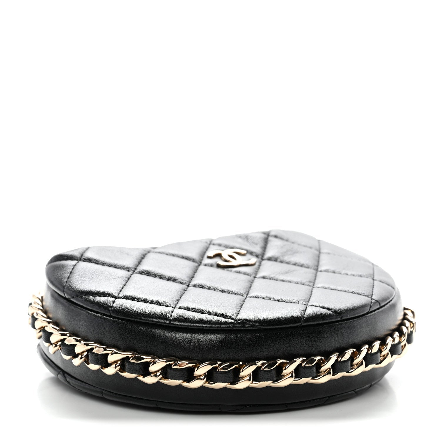 Chanel Lambskin Quilted Chain Around Pouch Black