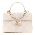 Chanel Caviar Quilted Mini Retro Twist Top Handle Flap White