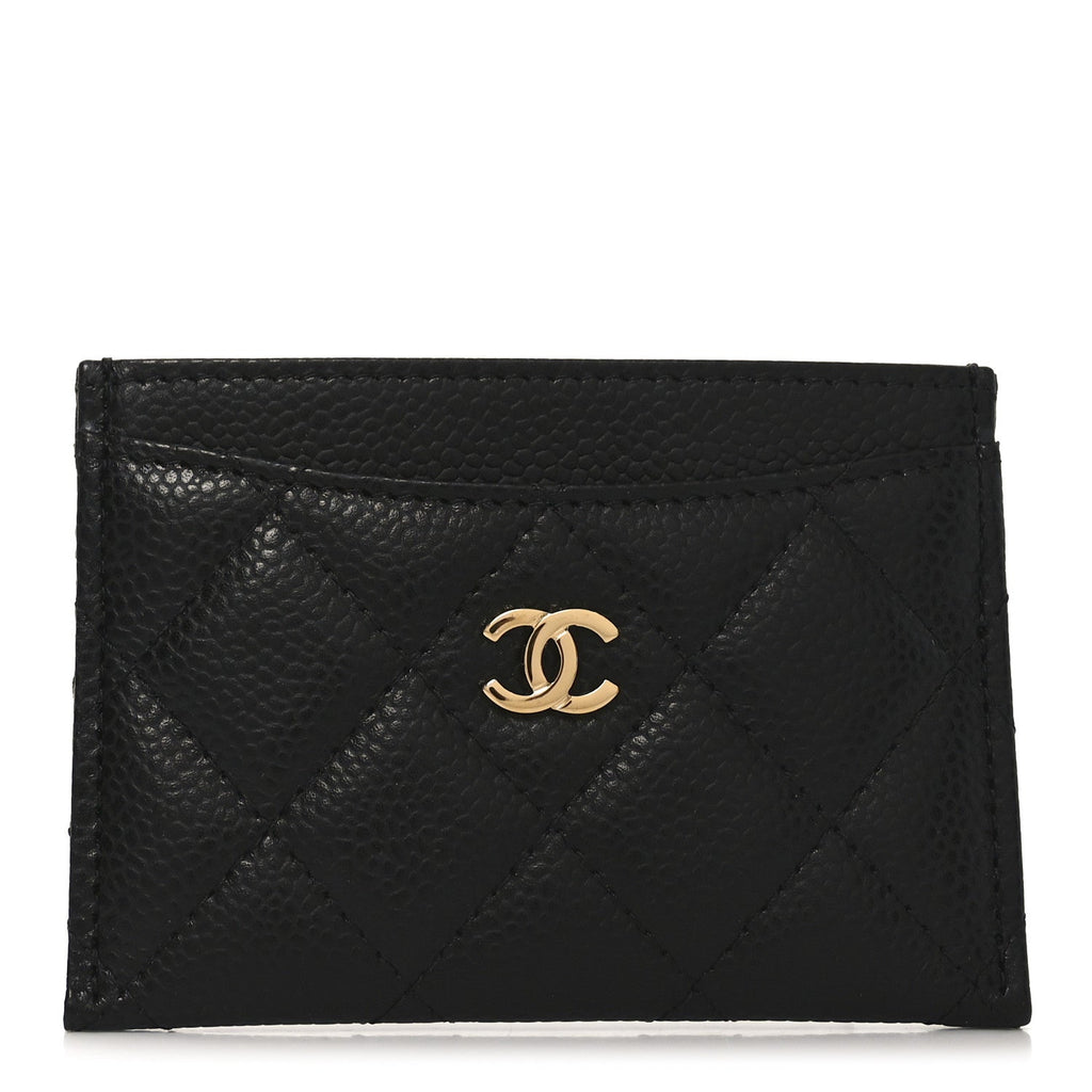 Caviar Quilted Card Holder Black