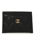Caviar Quilted Card Holder Black