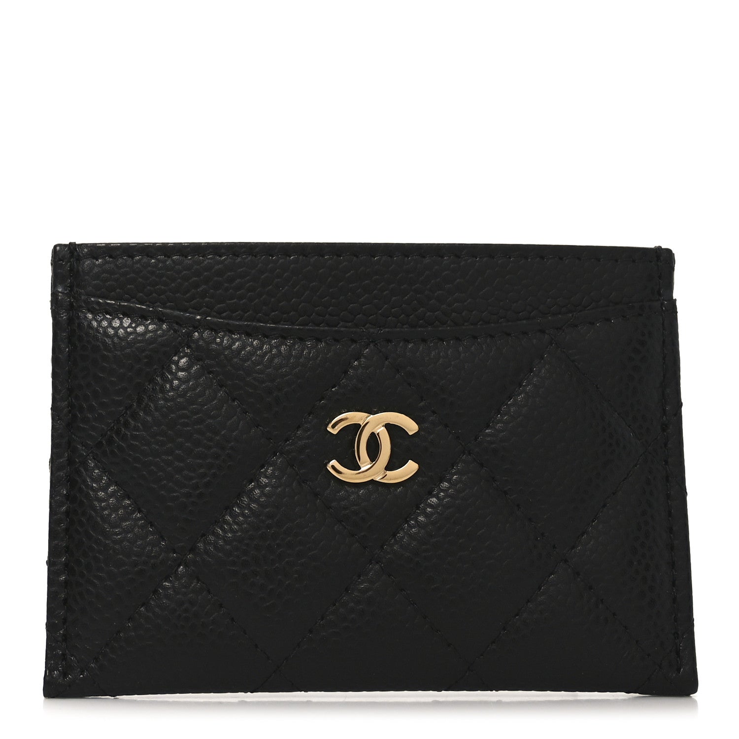 Caviar Quilted Card Holder Black