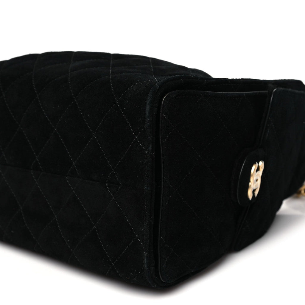 Chanel Suede Quilted Small Chanel 25 Handbag Black