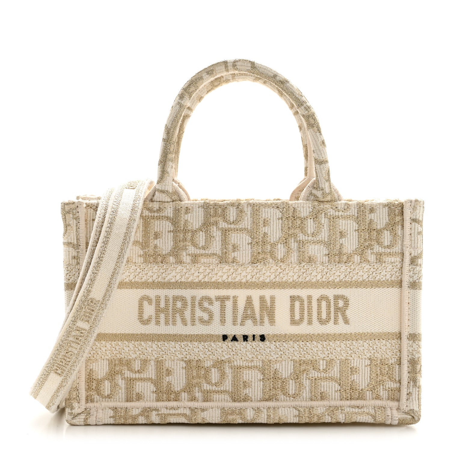 Christian Dior Oblique Mini Book Tote With Strap Gold Multicolor