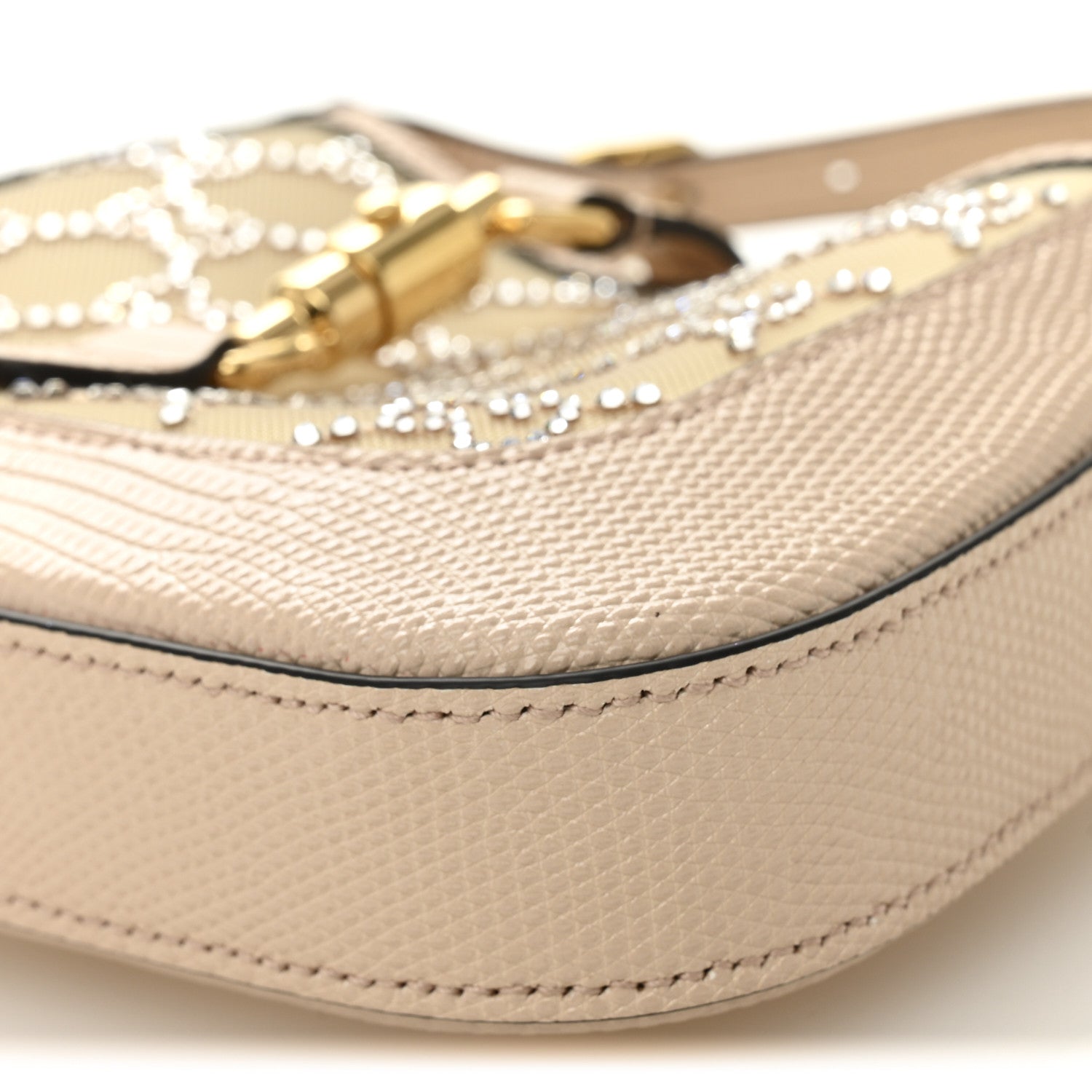 Gucci Lizard Mesh Crystal GG Monogram Mini Jackie 1961 Hobo Light Powder Skin Rose