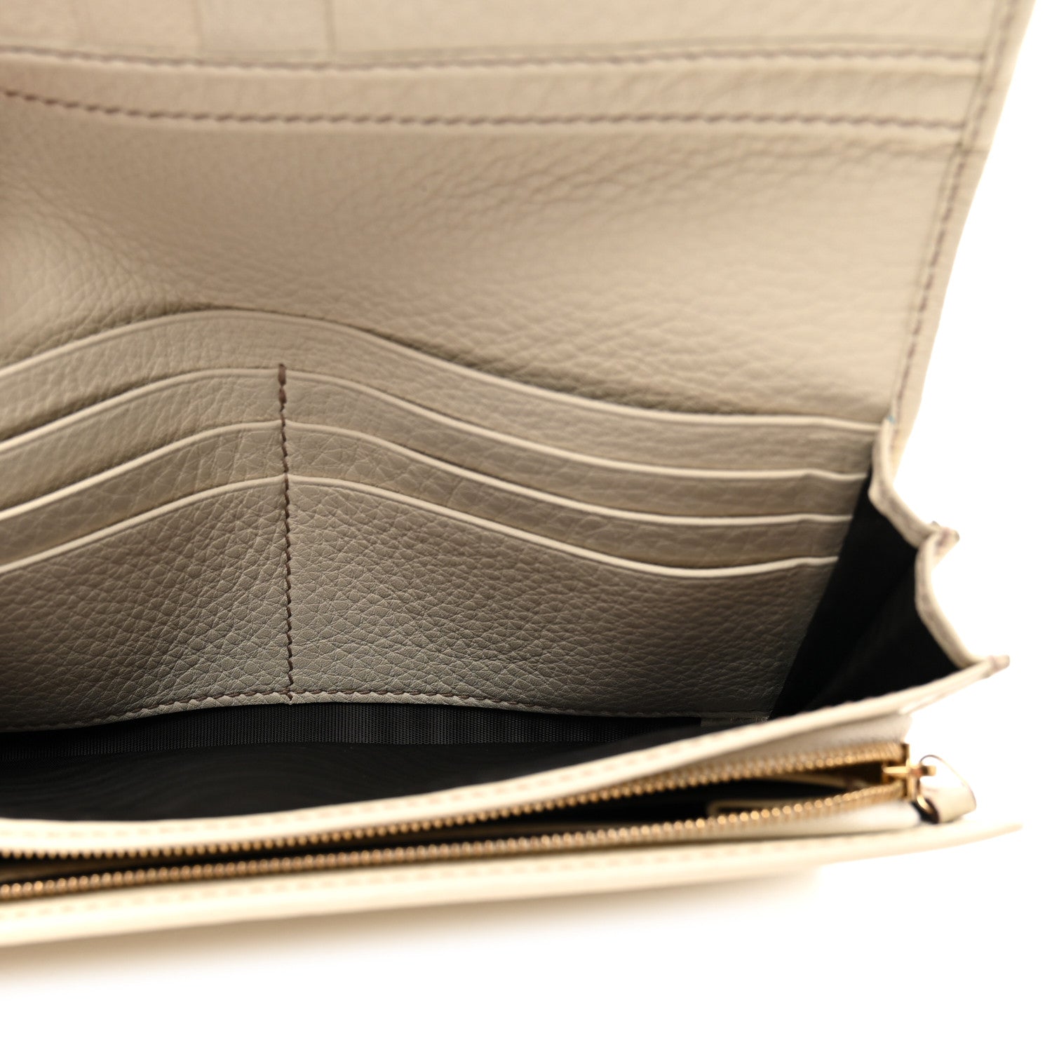 Gucci Pebbled Calfskin Large Soho Continental Wallet Off White