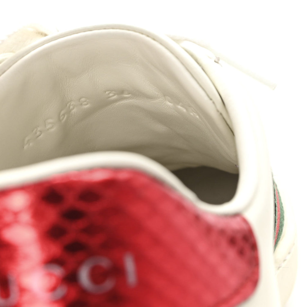 Gucci Calfskin Web Heart Embroidered Womens Ace Sneakers 36 White