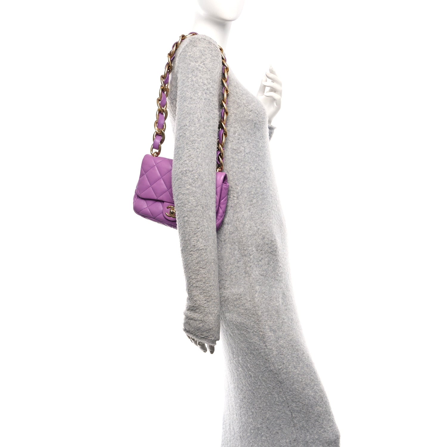 Chanel Lambskin Quilted Small CC Funky Town Flap Purple