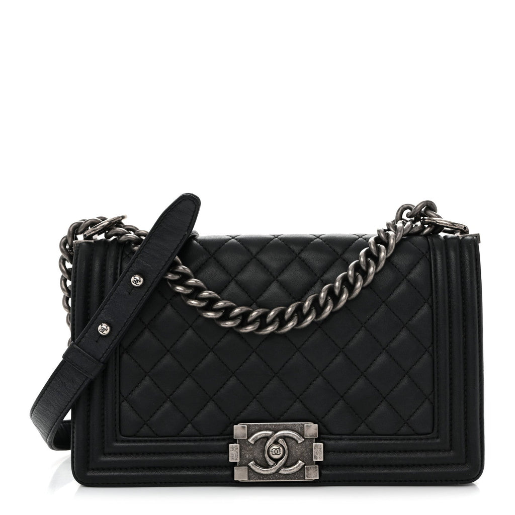 Chanel Lambskin Quilted Medium Boy Flap Black