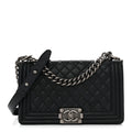 Chanel Lambskin Quilted Medium Boy Flap Black