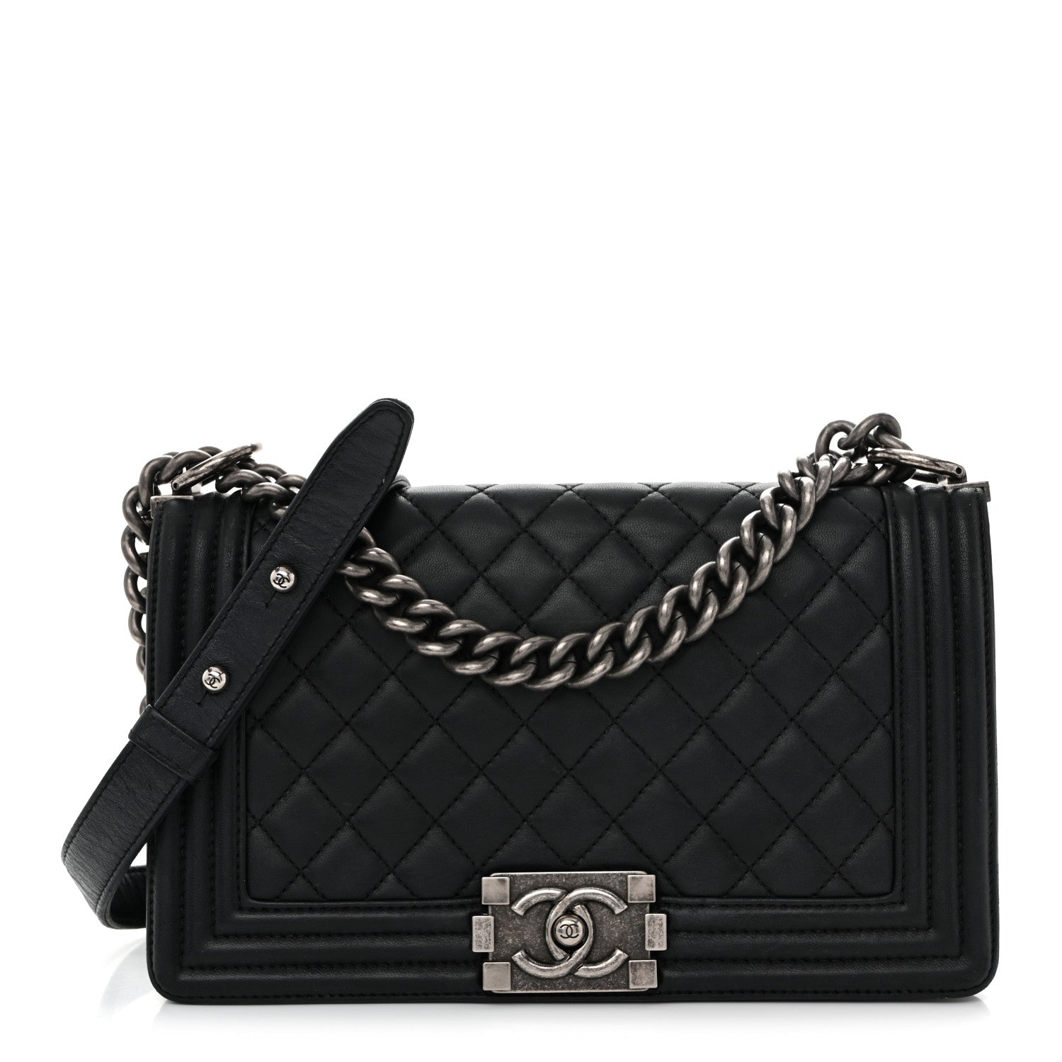 Chanel Lambskin Quilted Medium Boy Flap Black