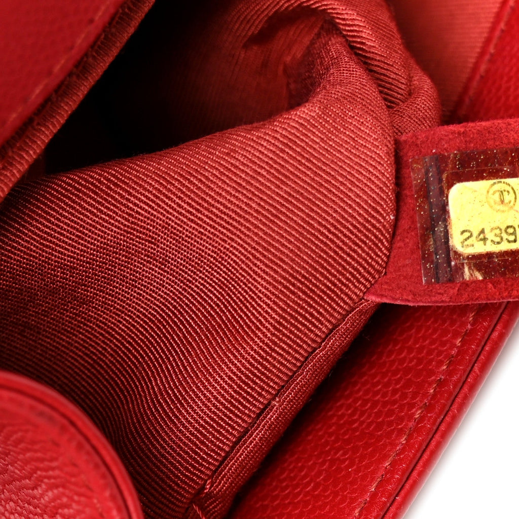 Chanel Caviar Quilted Medium Boy Flap Red
