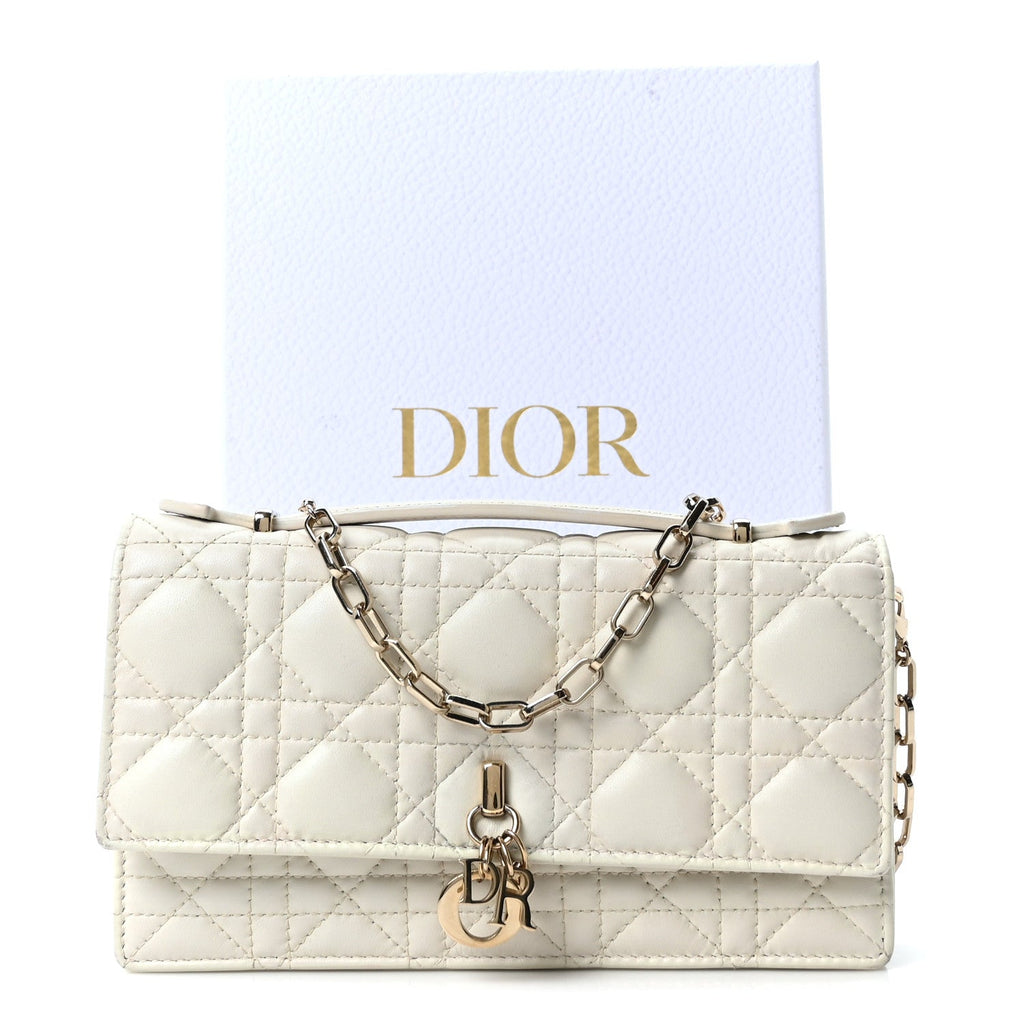 Christian Dior Lambskin Cannage Mini My Dior Bag Latte