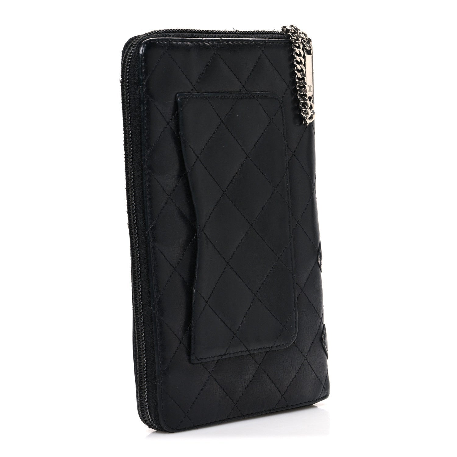 Calfskin Cambon Zip Around Organizer Wallet Black
