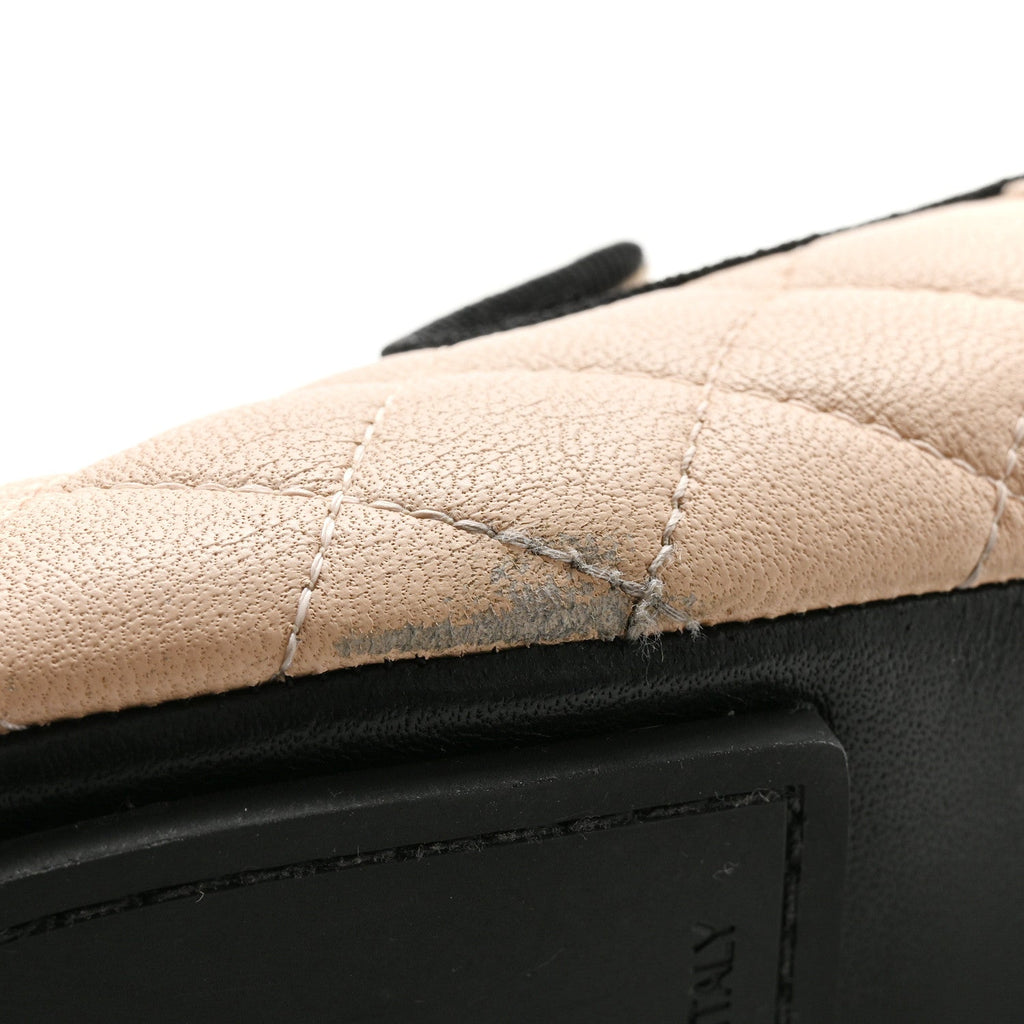 Lambskin Quilted Cap Toe Slipper With Pouch 39 Beige Black