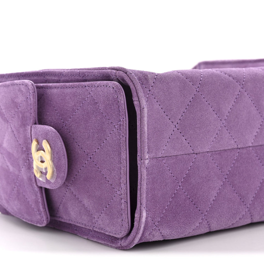 Chanel Suede Quilted Mini Chanel 25 Handbag Purple