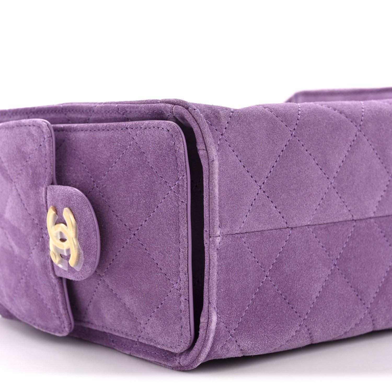 Chanel Suede Quilted Mini Chanel 25 Handbag Purple