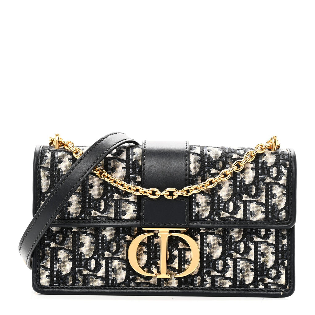 Christian Dior Oblique 30 Montaigne East West Chain Flap Bag Blue