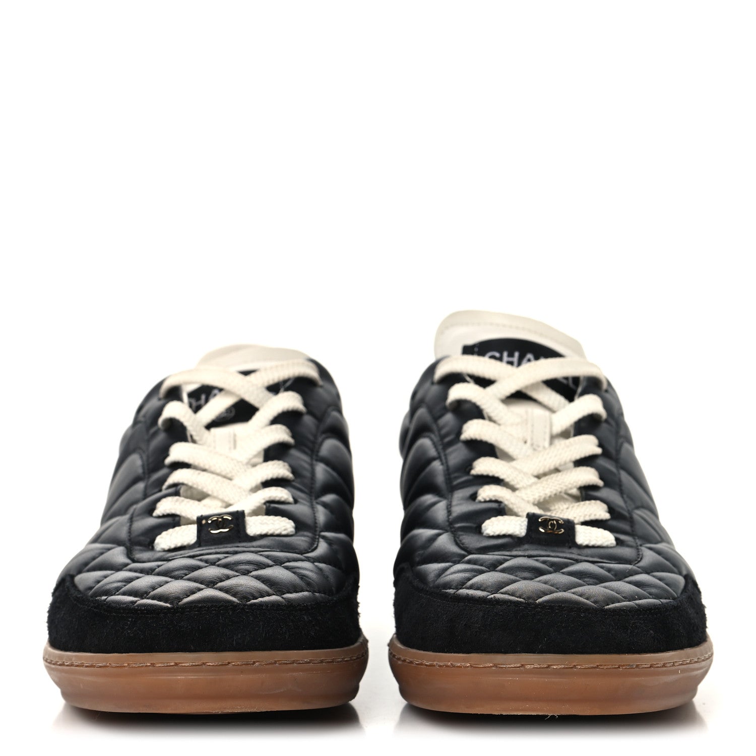 Chanel Suede Calfskin Quilted Sneakers 41 Black