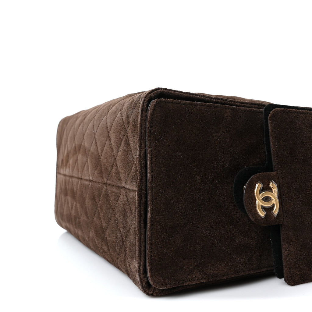 Chanel Suede Quilted Medium Chanel 25 Handbag Dark Brown