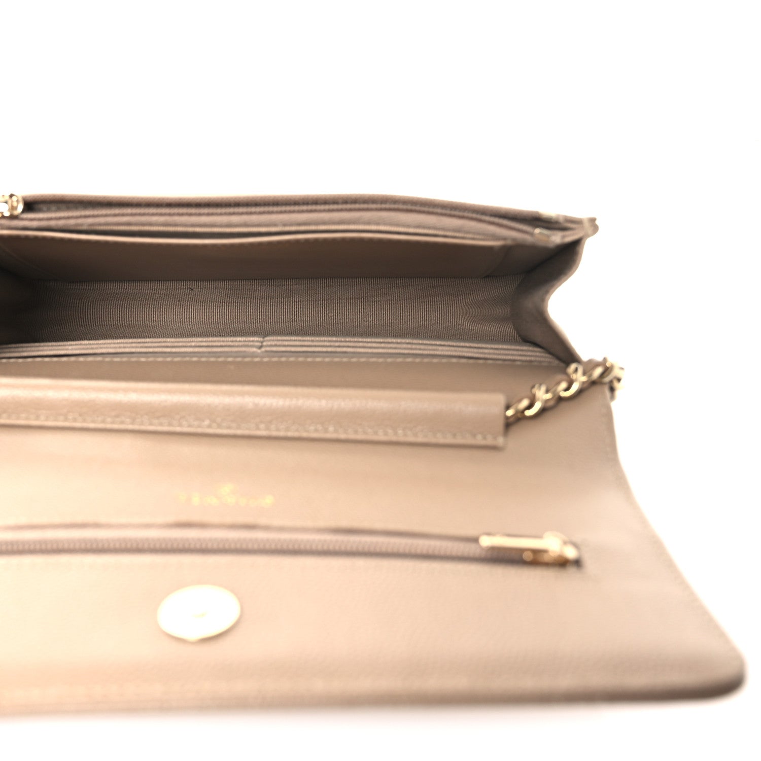 Chanel Caviar Quilted Wallet on Chain WOC Dark Beige