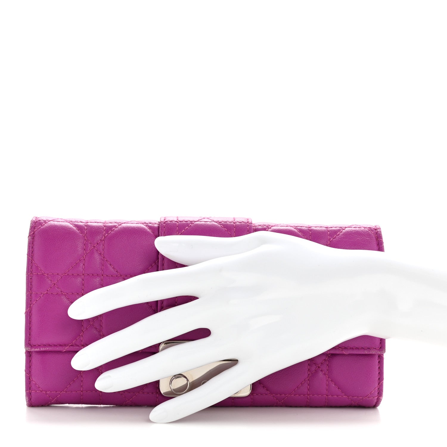 Christian Dior Lambskin Cannage Miss Dior Chain Wallet Dark Pink