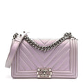 Chanel Iridescent Lambskin Chevron Quilted Medium Boy Flap Purple