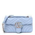Gucci Lambskin Matelasse Small GG Marmont Shoulder Bag Light Blue