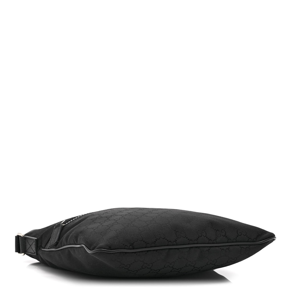 Gucci Nylon Monogram Small Flat Messenger Bag Black