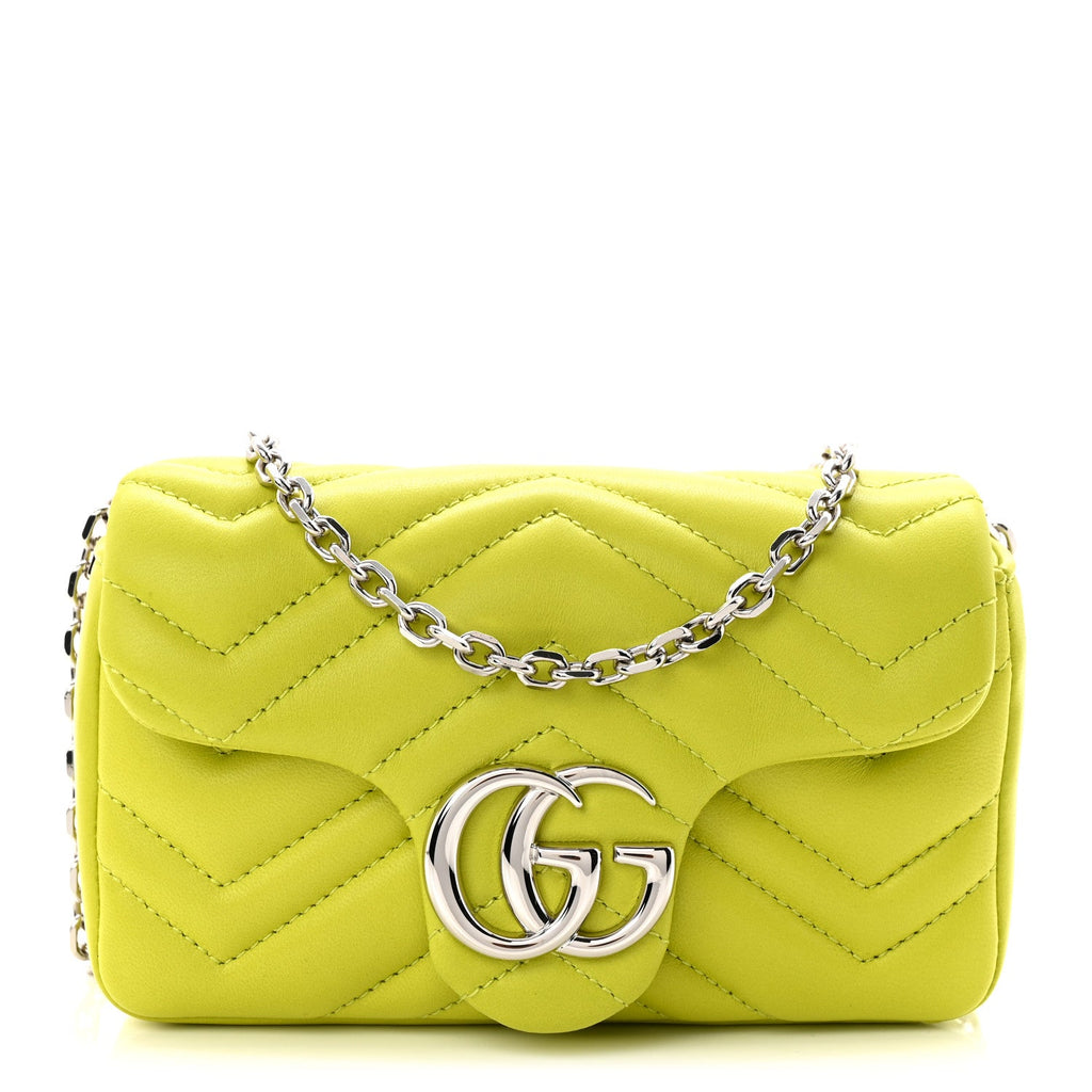 Gucci Lambskin Matelasse Mini GG Marmont Shoulder Bag Firefly