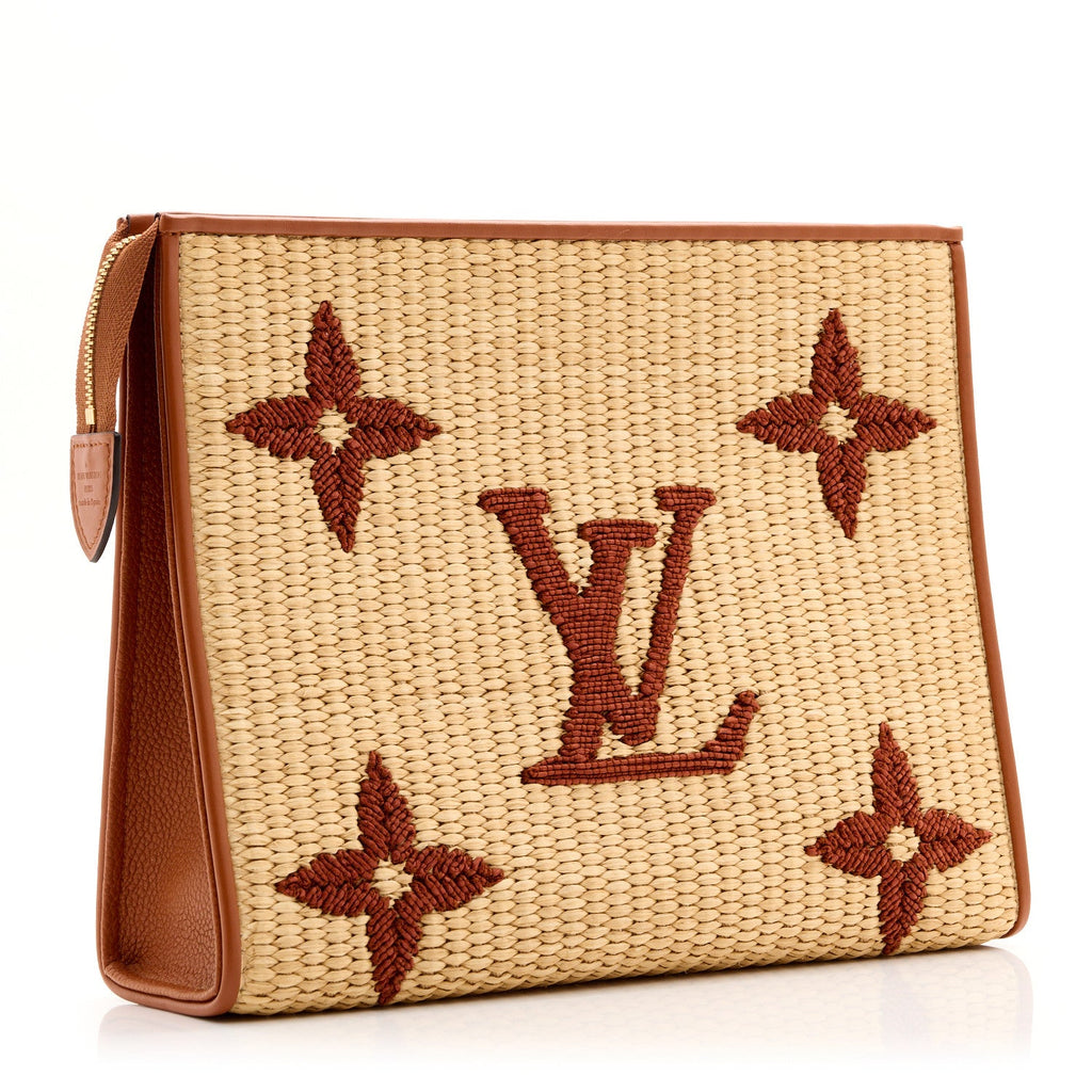 Louis Vuitton Raffia Monogram Giant Toiletry Pouch 26 Tan