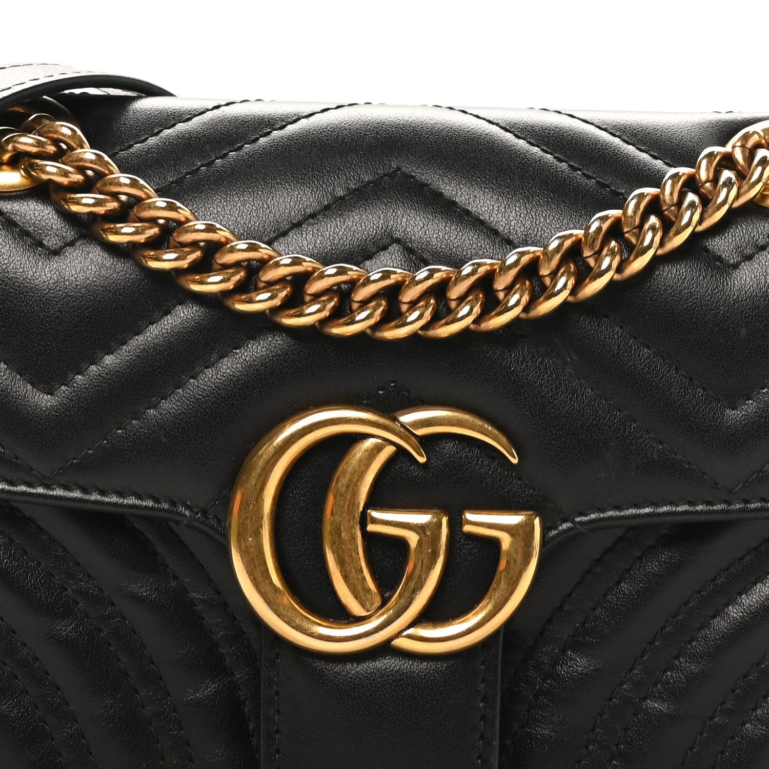 Gucci Calfskin Matelasse Mini GG Marmont Shoulder Bag Black