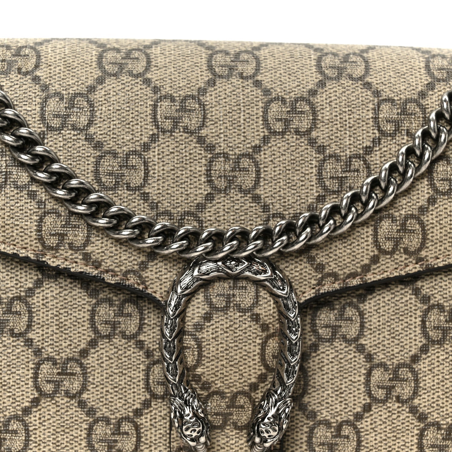 Gucci GG Supreme Monogram Mini Dionysus Chain Wallet Beige Taupe