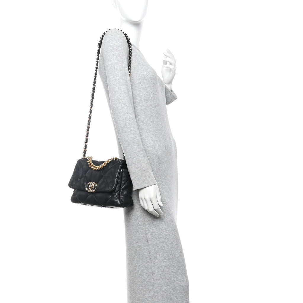 Chanel Lambskin Quilted Medium Chanel 19 Flap Black