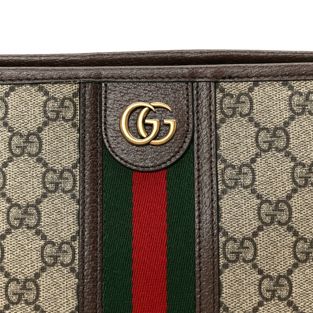 Gucci GG Supreme Monogram Web Ophidia GG Toiletry Case Beige New Acero