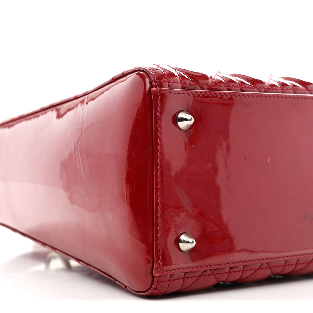 Christian Dior Patent Cannage Medium Lady Dior Red