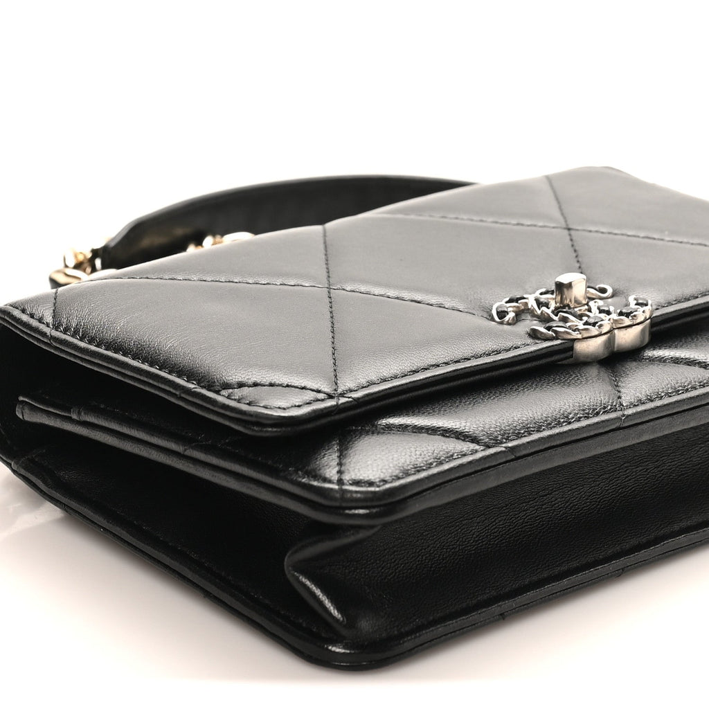 Chanel Lambskin Quilted Chanel 19 Wallet On Chain WOC Black