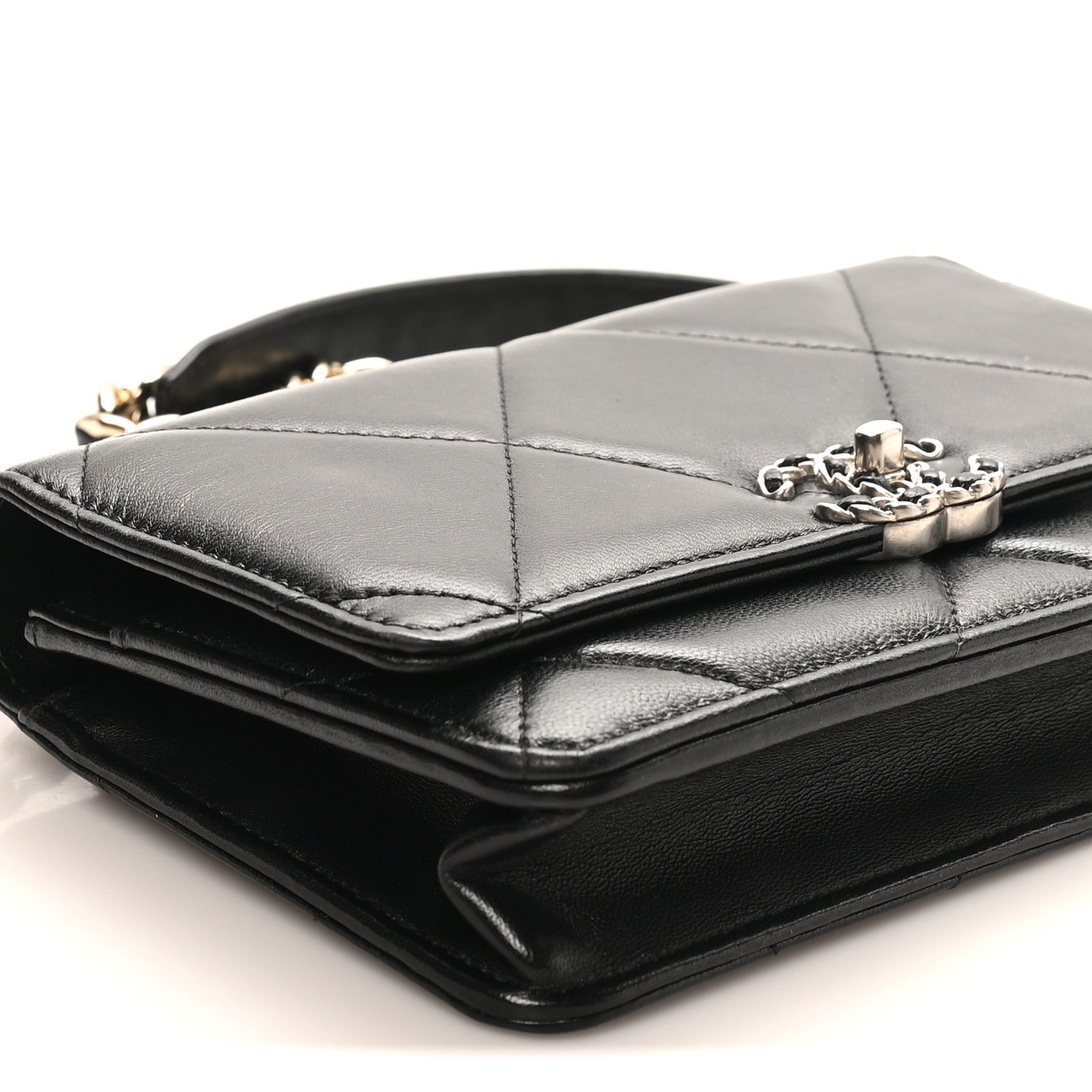 Chanel Lambskin Quilted Chanel 19 Wallet On Chain WOC Black