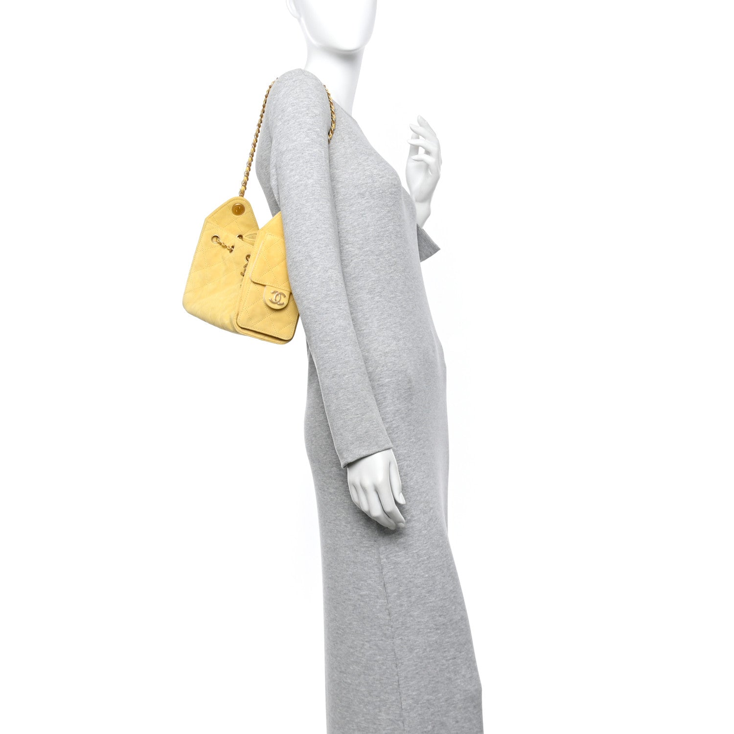 Chanel Suede Quilted Mini Chanel 25 Handbag Yellow