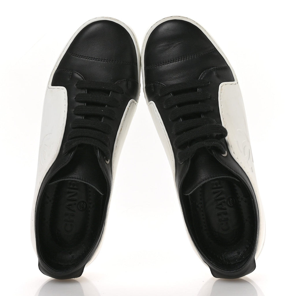Calfskin Womens CC Sneakers 36 Black White