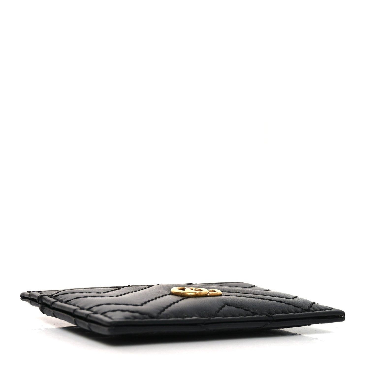 Gucci Calfskin Matelasse GG Marmont Card Holder Black